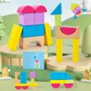 Blocs d'empilement en gros de jouets Enfants de forme de forme de correspondance des blocs de construction arc-en-ciel couleur arc-en-ciel