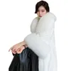 Giacca da camice lunghe in pelle femminile inverno inverno 2024 addensato pelliccia di vello a agnello con falsa piena di grandi dimensioni