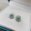 أقراط مسمار Party Party Classic Lanzyo 925 Gift Emerald Gift for Women Jewelry Fine E03045584Agml