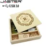 Drives Jaster USB 3.0 Photography Wood Photo Album USB+Present Box USB Flash Drive Pendrive 16 GB 32 GB 64 GB Wedding Present 1 st gratis logotyp