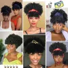 Perruques courte afro bouclé-bande perruque de bande de coiffure bouclée de 10 pouces perruques de tête de cheveux bouclées pour femmes cosplay synthétique scure bouclée moelleuse avec frange