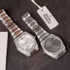 Projektant Vivianes Westwood Vivienne The Western Cesarzowa Dowager Full Diamond Modny zegarek Silver Gray Relief Watch Watch Massowble Steel Band Inlaid Engl