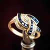 Anneaux de mariage Blue Cubic Zirconia Anneaux pour femmes Brilliant Bridal Wedding Engagement Ring Valentin Saint-Valeur