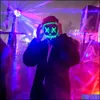 Mask Masque Led Halloween Party Masquerade Masks Neon Light Glow in the Dark Horror Glowing Masker Mixed Color Drop Deli Rade S G er