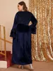 Vêtements ethniques Robe de taille plus pour femmes Velvet Muslim Fashion Dubai Abaya Robes longues avec châssis Islam African Musulman