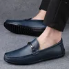 Casual Shoes Men Genuine Leather Spring Summer Flat Walking Loafers Black Brown Man Luxury Slip On Boat Business 38-46