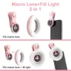 Filtros 15x lente macro anel de telefone HD Lente de câmera com anel led smartphone leve smartphone selfie lâmpada de lâmpada de lâmpada de preenchimento