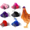 その他のペット用品7個の鶏の帽子面白いコスチュームヘルメットハロウィーンアクセサリーミニハット調整可能な弾力性のあるチンストラップ