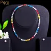 Halsband Pera Stylish Multicolor Round Cut Cubic Zirconia Chain Halsbandörhängen Uppsättningar för Ladies Fashion Dancing Party Jewlery Gift J525