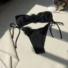 Frauen Badebekleidung sexy Micro Bikini 2024 Frauen Beige Pink Neckholder Weber Verbandkreuz Badeanzug Brasilianischer Strand Badeanzug Krawatte Tanga