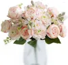 Dekorativa blommor konstgjorda 2st falsk pion pion silk hortensia blommor bukett realistiska nejlikor bär arrangemang