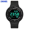 Montres Smael Fashion Montres Men Digital Watch Black Sport Watch Mens Autoproof Auto Date Chrono Alarm Military Electronic Clock Man