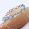 Natural Sky Blue Topaz Gemstone With Cubic Zircon Bracelet 925 Sterling Silver Handmade Jewelry For Women Beautiful Gift For Her