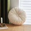 Pillow 38cm Home Sofa Bed Pumpkin Pleated Round Solid Velvet Fabric Back Floor