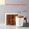 Package cadeau 350 ml Tasse de café en céramique avec poignée en bois et couvercle Nordic Retro Style Smooth Surface Office Home Couple 240418