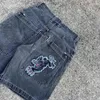 Jeans féminins Jnco Baggy Denim Shorts Harajuku Y2k Hip Hop Vintage Pattern Summer Men Femmes Gothic Basketball Streetwear