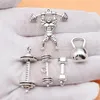 Charms Jewelry Making Antique Silver Color Weightlifting Fitness Collection Handmade Men Accessories 5pcs