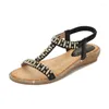 Sandals Summer Women 1.5cm Platform 3cm Wedges Low Heels Lady Plus Size Glitter Comfortable Woman Sequin Beach Diamond
