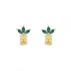 Stud Earrings TIANDE Gold Color Cute Pear For Women Yellow Zircon Piercing Small Fruit 2024 Fashion Jewelry Wholesale