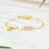 Link bransoletki wdzięczne chińską bransoletę kultury urok z cyrkonem CZ Jade Benkle for Women Girl Fashion Jewelry Golden 2024