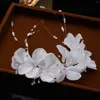 Hair Clips Satin Flower Headbands Wedding Soft Chain Pure White Floral Decoration Bohemia Style Jewelry Tiaras Crowns