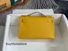 Femme designer Epsom Leather Handbag 7a Gétille Cuir Cuir Première génération 22cm Amber jaune Singlellio