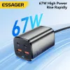 Chargers Essager 67W Gan Desktop Szybka ładowarka USB C Szybkie ładowanie 4.0 QC 3.0 PD USBC Type C dla MacBooka Samsung iPhone Laptop