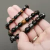 Brins Natural Tiger Eye Stone Beads Bracelet Ajustement des bijoux en fonte tissé réglable Unisexe favorise des bracelets de perte de poids de guérison sains