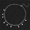 Anklets Multilayer Stainess Steel Foot Chain Tassel Fuax Pearl Anklet for Woman Leg Beach smycken gåvor