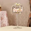 Bouteilles de rangement style européen transparent en verre transparent pot bonbon avec couvercle middomadaire plateau haut de pied plateau de desserts à poussière créative