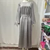 Roupas étnicas Eid muçulmano abaya dubai islâmico manto marrocos robe perus party party lojas cetim kaftan modestas elegantes mulheres redondo pescoço de manga longa de manga longa