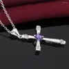 Anhänger Klassische Charms 925 Sterling Silver Cross Anhänger Kristall Halskette für Frauen Weihnachtsgeschenke Luxur Party Hochzeit Schmuck