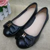 Casual Shoes Design Commuter For Work Flat Bottom Lady's Genuine Leather Bow Round Head Soft Pea Women's