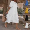 M L Kadın Giyim için Günlük Bohem Tatil Elbisesi 2024 Yaz Kısa Kollu Gevşek Plaj Sundress Kadın Tatil Vestido Robe 240419