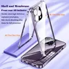 Cell Phone Cases FULl Lens Protection Double Sided Glass Magnetic Clear Case Luxury Metal Frame Case For iPhone 15 14 Plus 13-11 Pro Max Cover d240424