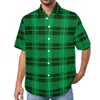 Men's Casual Shirts Red Plaid Beach Shirt Vintage Check Hawaii Male Funny Blouses Short Sleeve Pattern Clothing Plus Size
