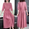 Abiti da festa estate chic solid color cotone abito da donna elegante vestidos de fista a maniche lunghe veste femme o collo abbigliamento da donna