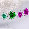 Hair Clips 20Pc/Pack Women U-shaped Fork Rhinestone Rose Flower Pin Clear Crystal Barrettes Wedding Bridal Jewelry