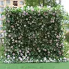 Fiori decorativi siepe verde 5D con rose rosa Floro Wall Disponti di tessuto in tessuto per l'evento per feste di nozze Bo Booth