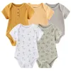Robes 2023 Bodys unisexe 5Pieces Baby Girl Clothes Set Nouvelle-Borne Coton Coton Baby Boy Clothes Imprimé Couleur solide Summer
