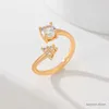 Wedding Rings New Fashion Gifts Elegant and Exquisite Gold Ring Jewelry Open Ring Zircon Wedding Jewelry Luxury Jewelry