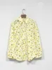 Women's Blouses Lemon Print Yellow Shirt Turn-Down Collar Female Covered Buttons 2024 Spring Summer Fashion Blouse