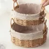 Handwoven Storage Baskets Sundries Organizer with Lid Rectangular Cosmetics Box Clothes Laundry Basket Towel Toys Container 240424