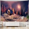 Tapestries kerstboom tapijtbosbos sneeuw hangende doekjaar cadeaubon kunstdecoratie Boheemse stijl slaapkamer huis