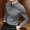 Men's Dress Shirts Fashion Lapel Button Business Lattice Clothing 2024 Autumn Oversized Casual Tops Loose Korean Shirt