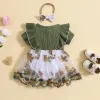 One-pièces citgeett Été bébé bébé filles robe bodys fleur broderie rigle ruffles chauffe