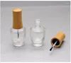 収納ボトル15ml空の透明ガラスマニキュアボトル付き竹のキャップDIY化粧品液体アートコンテナブラシメイクアップツールSN869