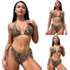 Designer zwemzwempak voor dames badpak bikini set polyester luipaard lage taille strand sjerpen scrunch tie-side ontwerper badmode badkleding pakken ontwerper