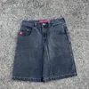 Kvinnors jeans jnco baggy denim shorts harajuku y2k hip hop vintage mönster sommar män kvinnor gotisk basket gata