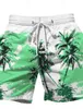 Shorts masculinos Fashion Coconut Tree Board Hawaiian Swim Turnks Drawtring Holiday Beach Streetwear Harajuku